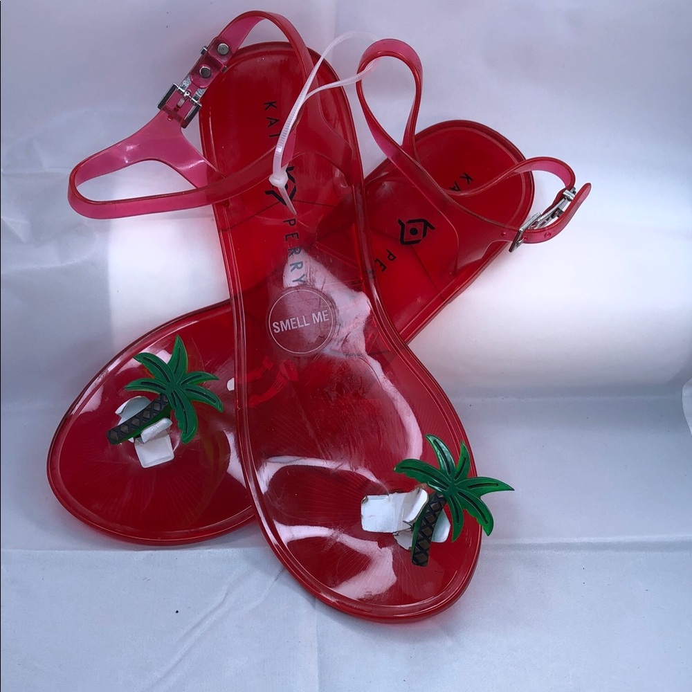 Katy Perry Collections Red Jelly Palm Tree Toe-Ring Sandals